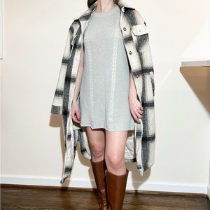 Grey Knit Sleeveless Sweater Dress